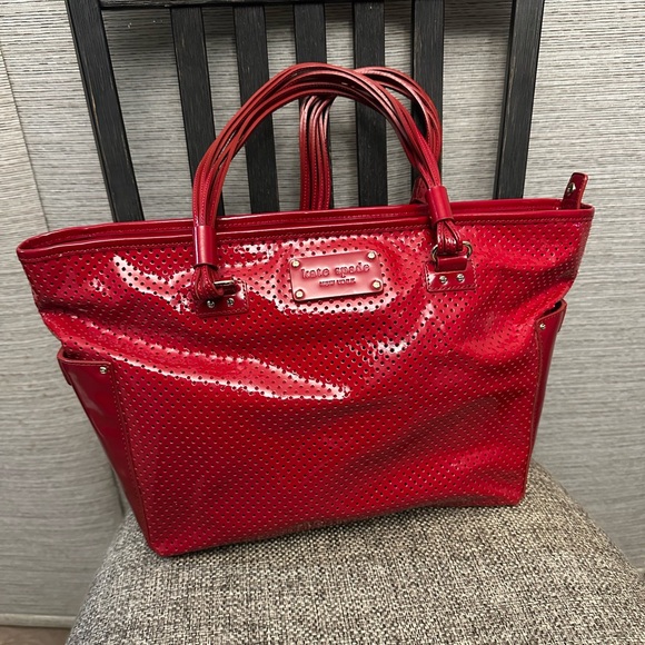 kate spade Handbags - Kate Spade Shiny Red Perforated Tote